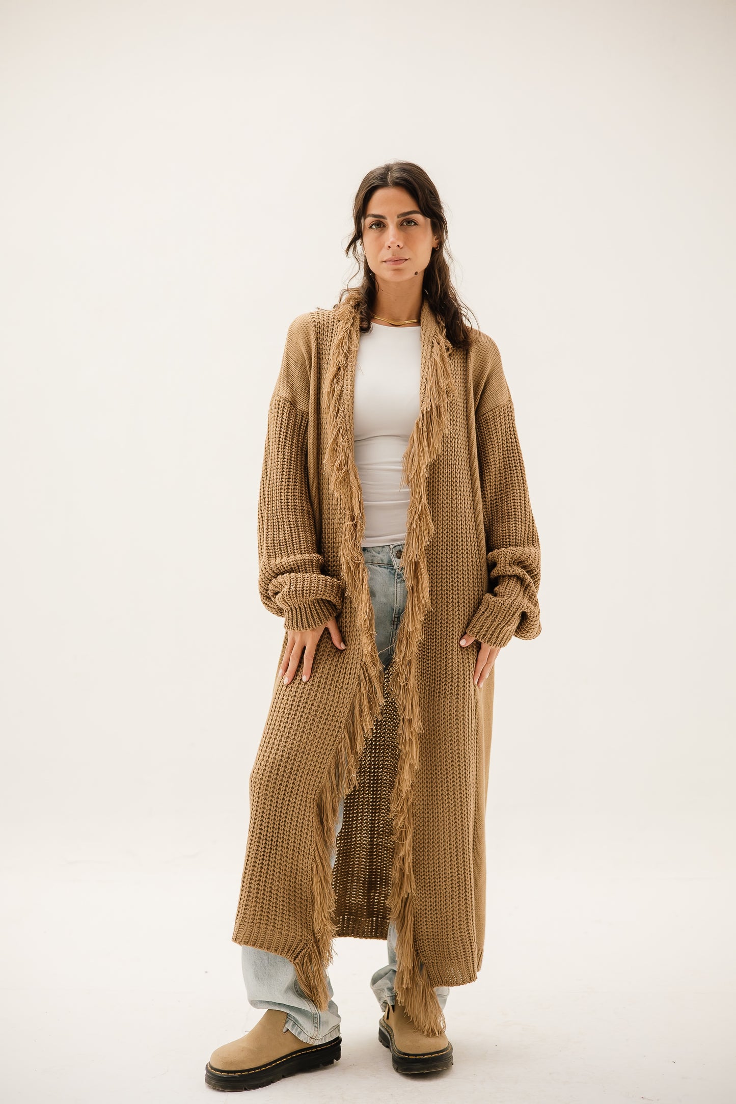 Free Spirit Fringe Cardigan in Mocha