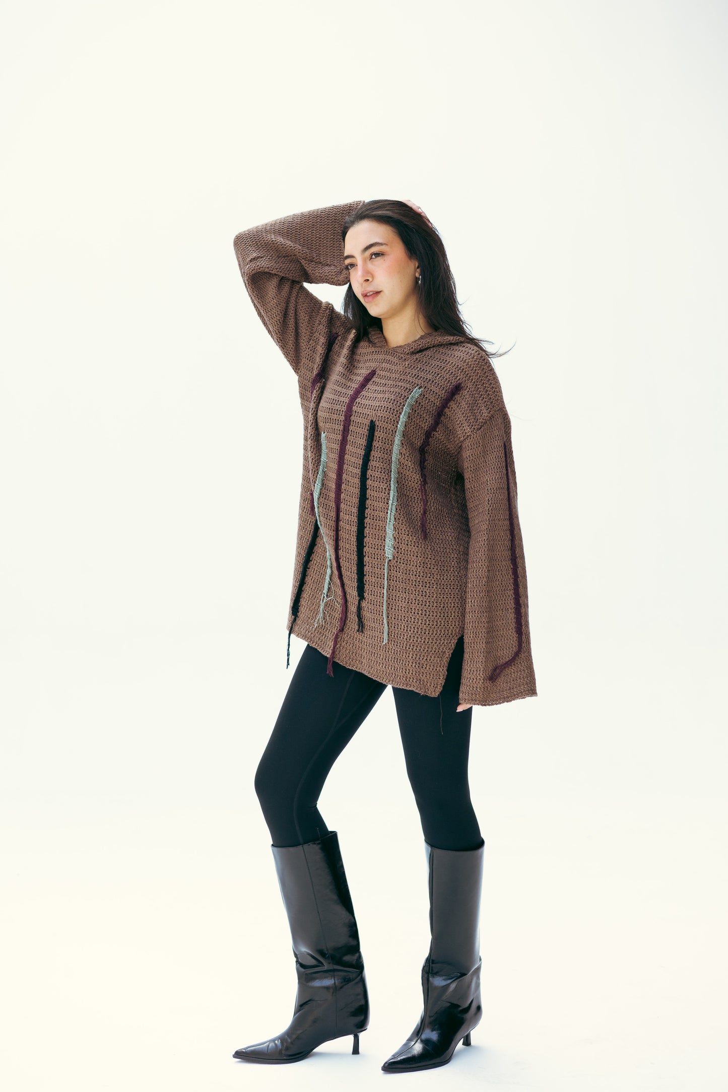 Stitches hoodie in brown