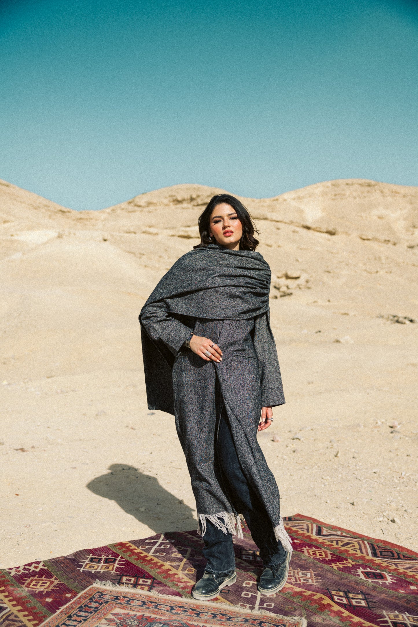 Aura Wrap Kaftan in Black