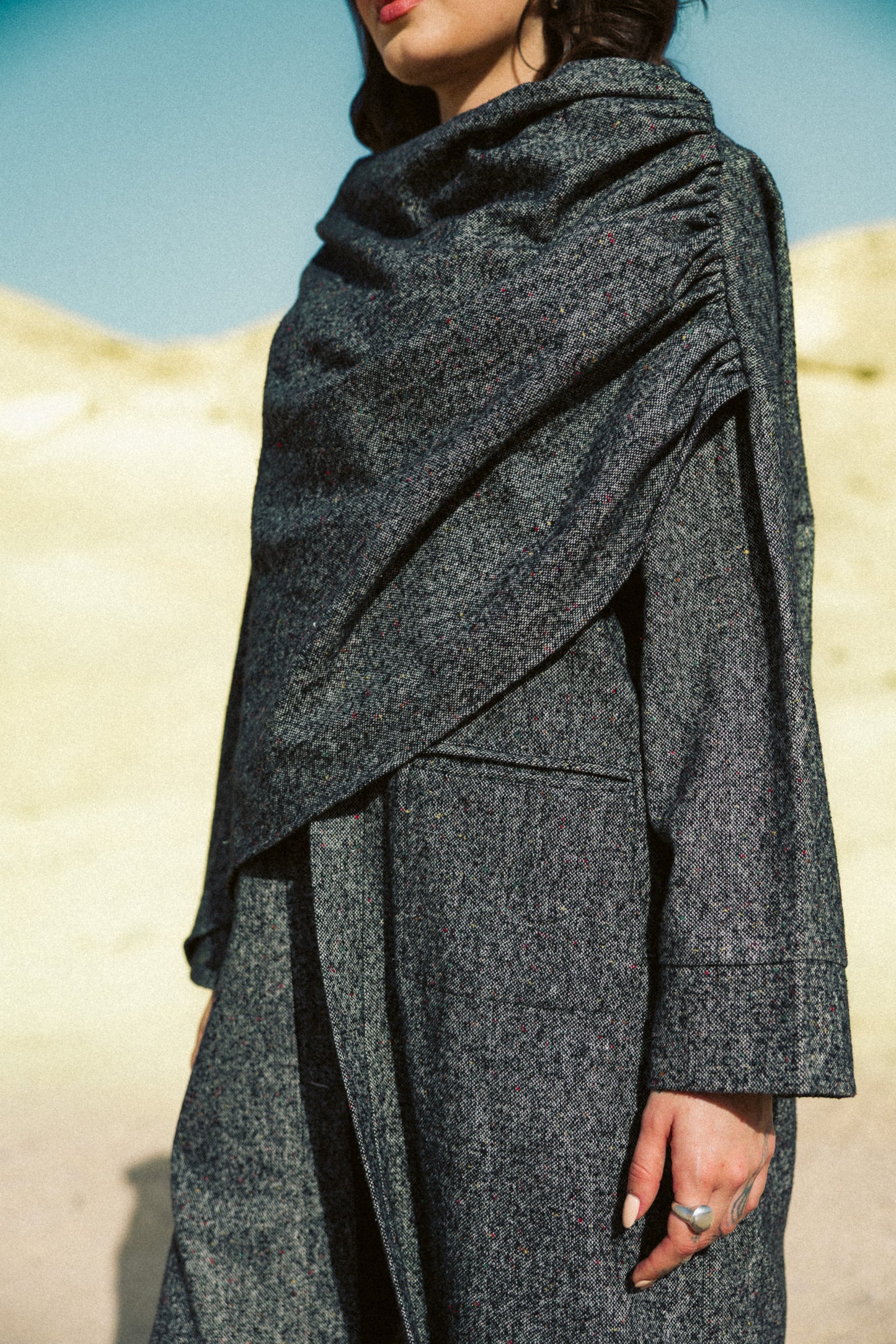 Aura Wrap Kaftan in Black