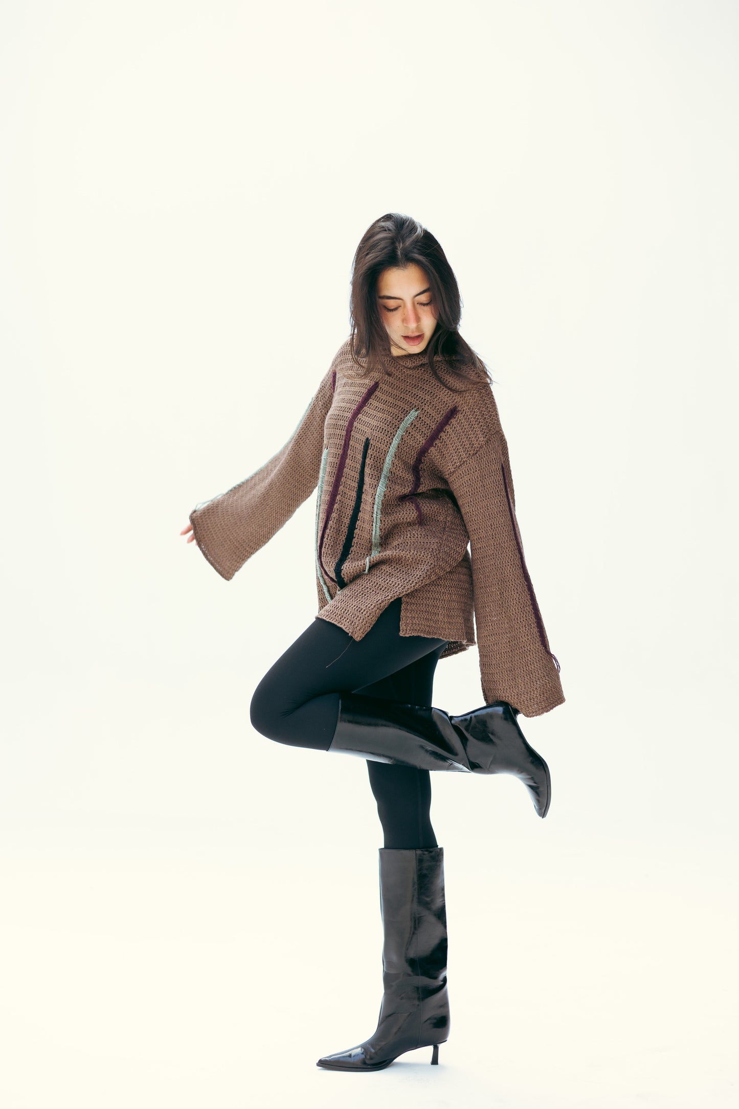 Stitches hoodie in brown