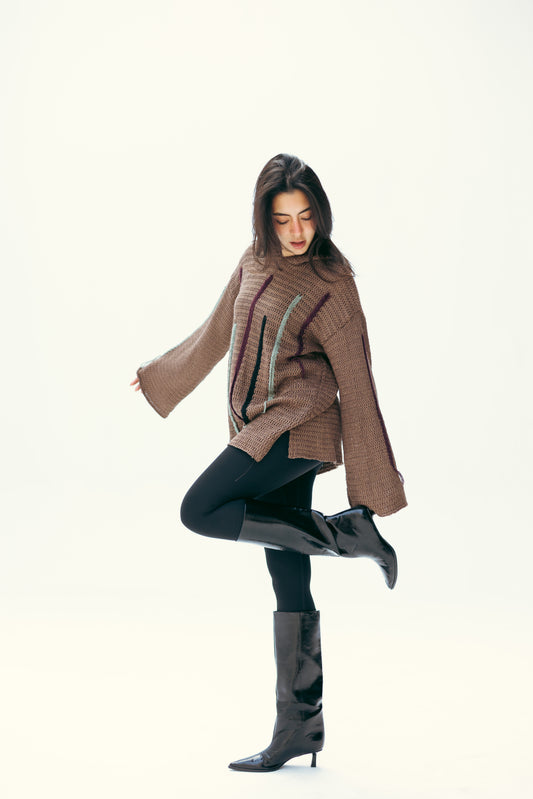 Stitches hoodie in brown