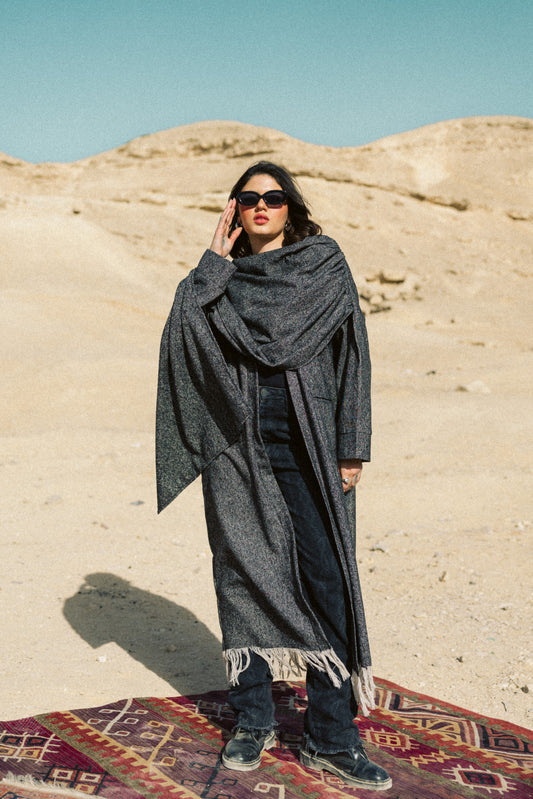 Aura Wrap Kaftan in Black