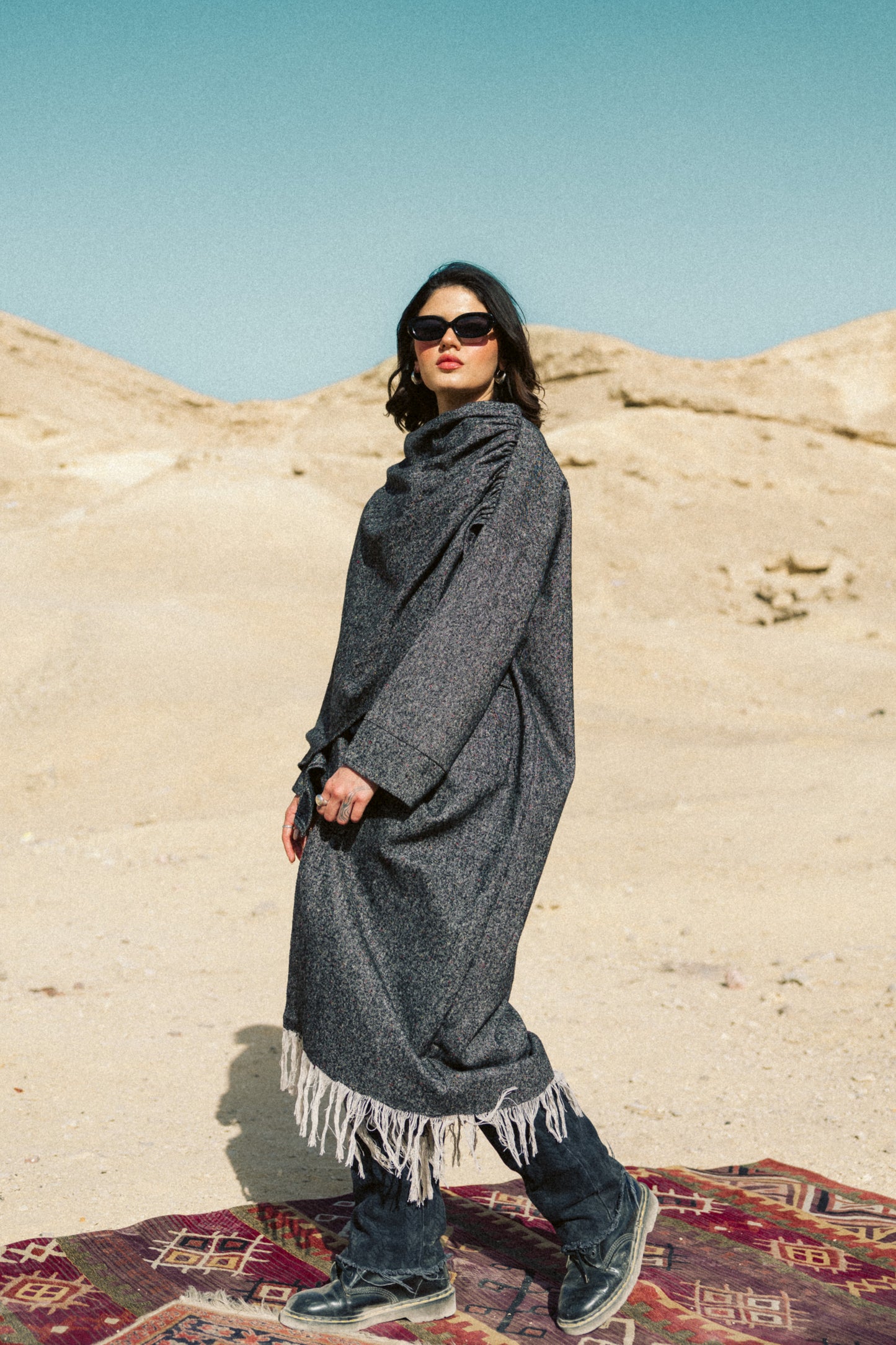 Aura Wrap Kaftan in Black