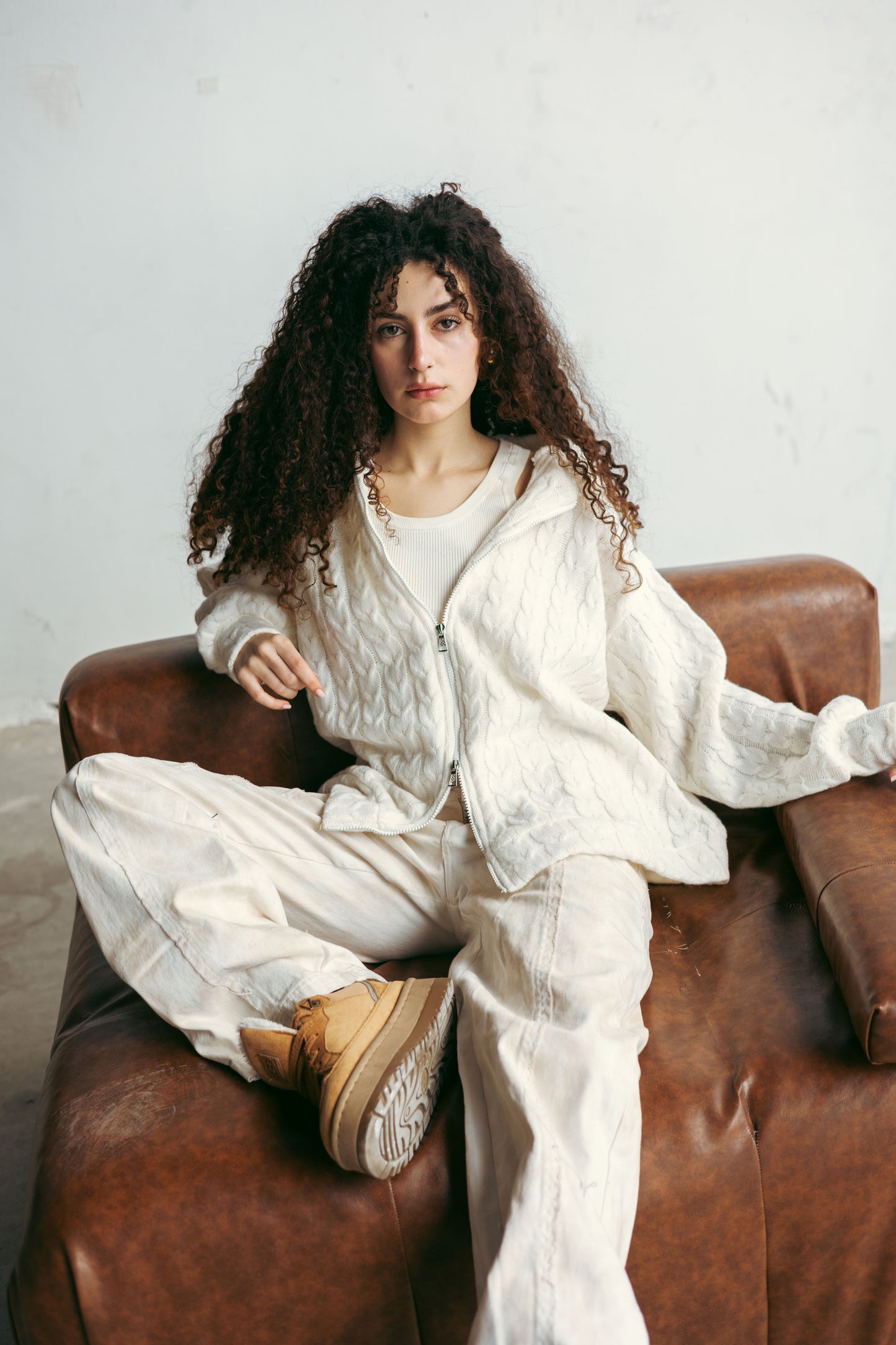 two way zipper pullover in offwhite