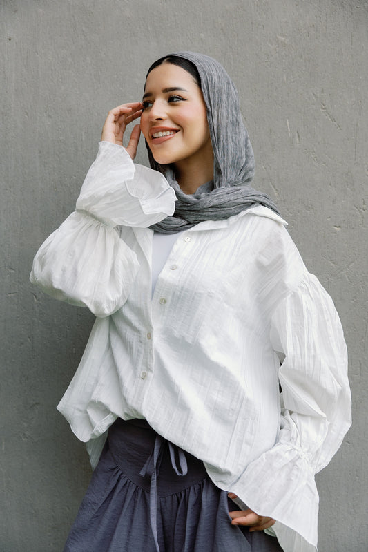 Shimmery ripple shirt in White