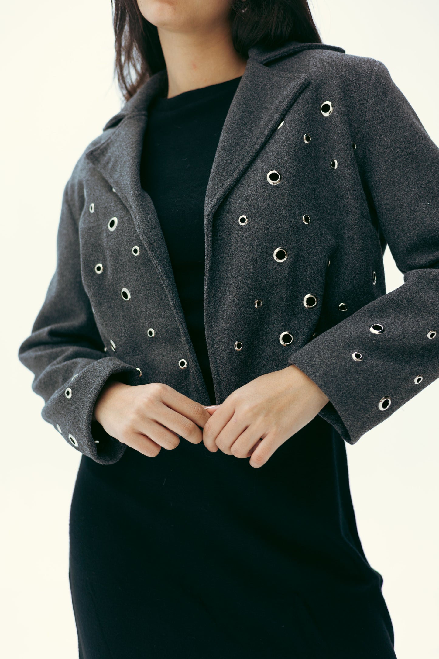 Pierced wool jacket in grey
