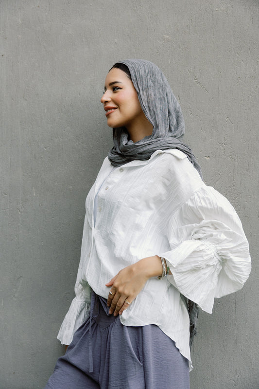 Shimmery ripple shirt in White