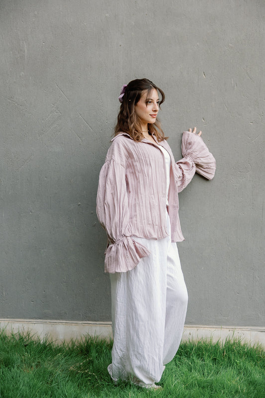 Shimmery ripple shirt in Pink