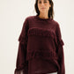 Layered Fringe Knit in Burgundy