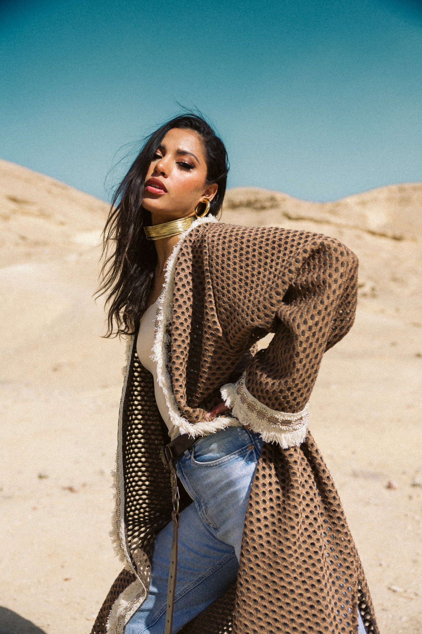 Honey Comb Kaftan in Cafe