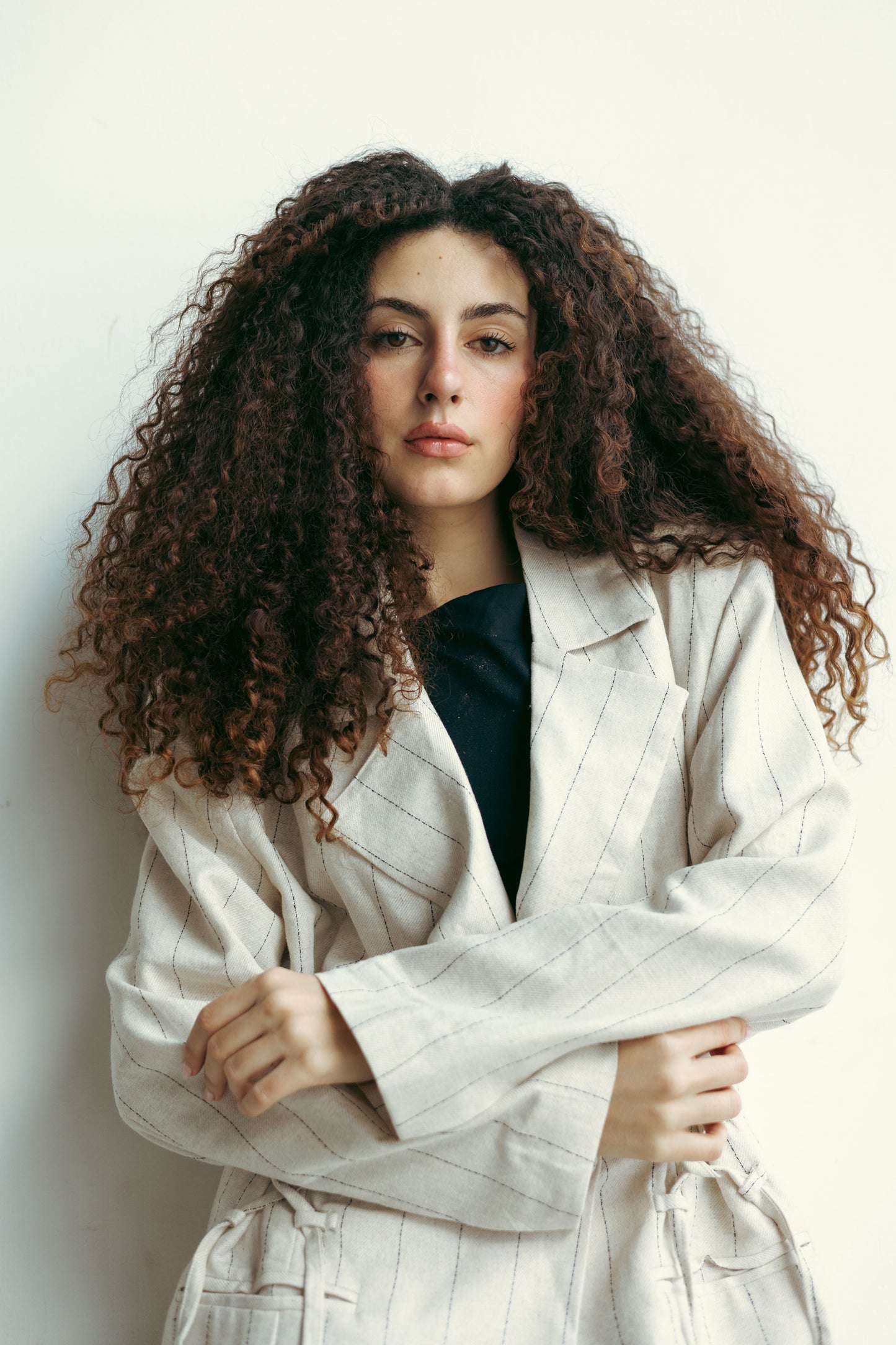 Side Lace up Blazer in Off-white
