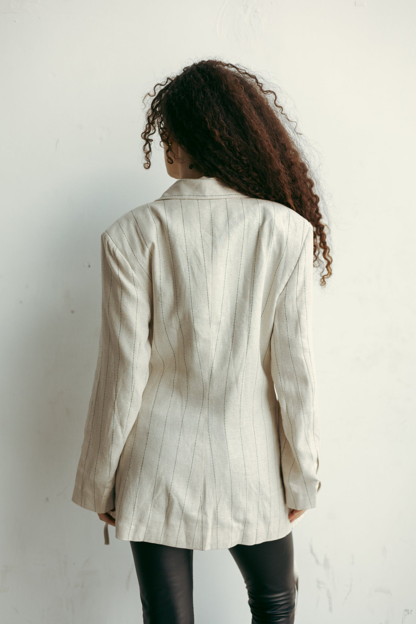 Side Lace up Blazer in Off-white