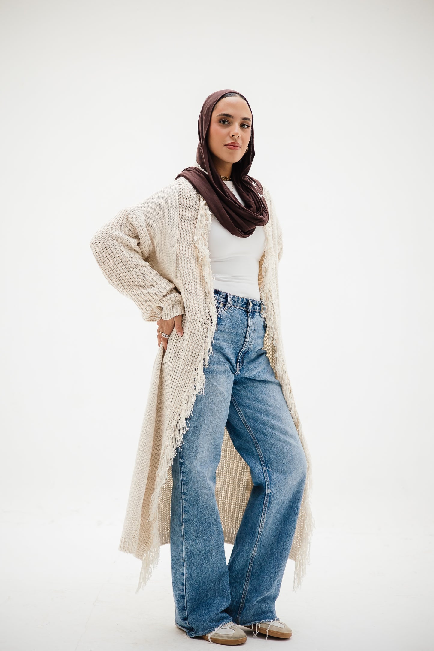 Free Spirit Fringe Cardigan in Offwhite    (  Pre order  )