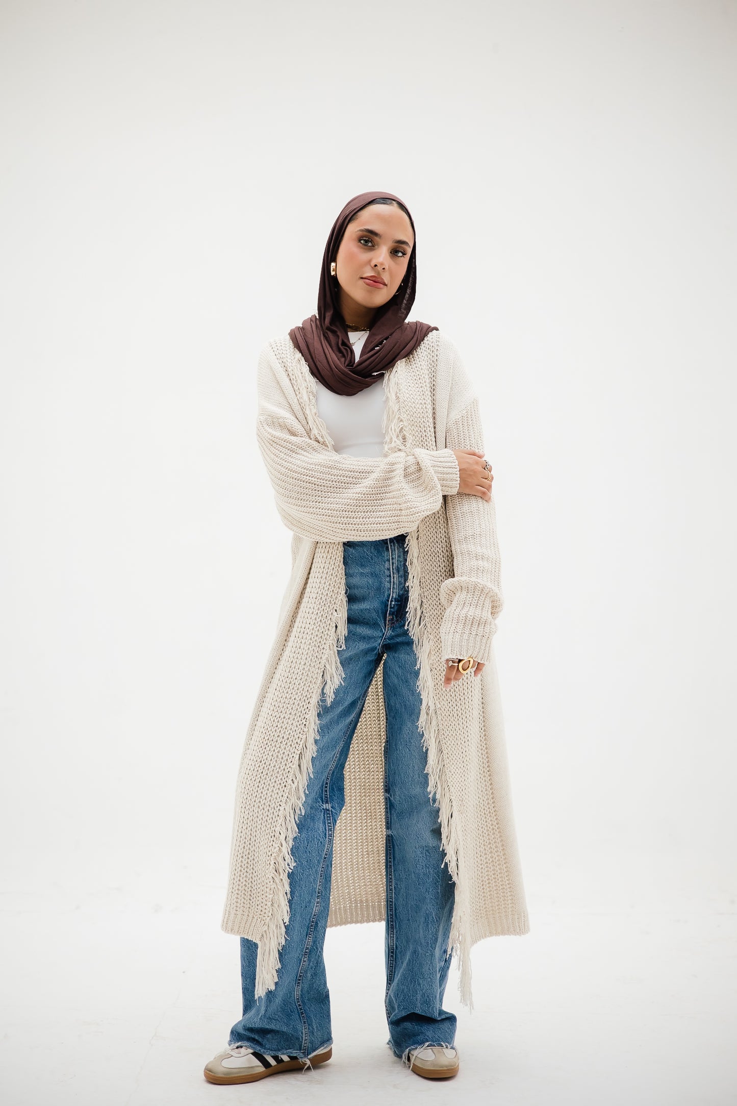 Free Spirit Fringe Cardigan in Offwhite    (  Pre order  )