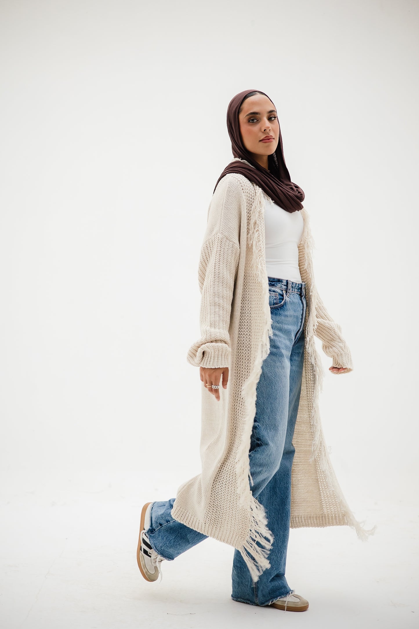 Free Spirit Fringe Cardigan in Offwhite    (  Pre order  )