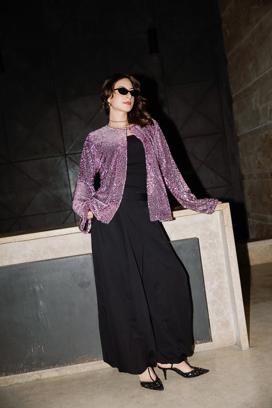 Sequin Spark Blazer In Pink