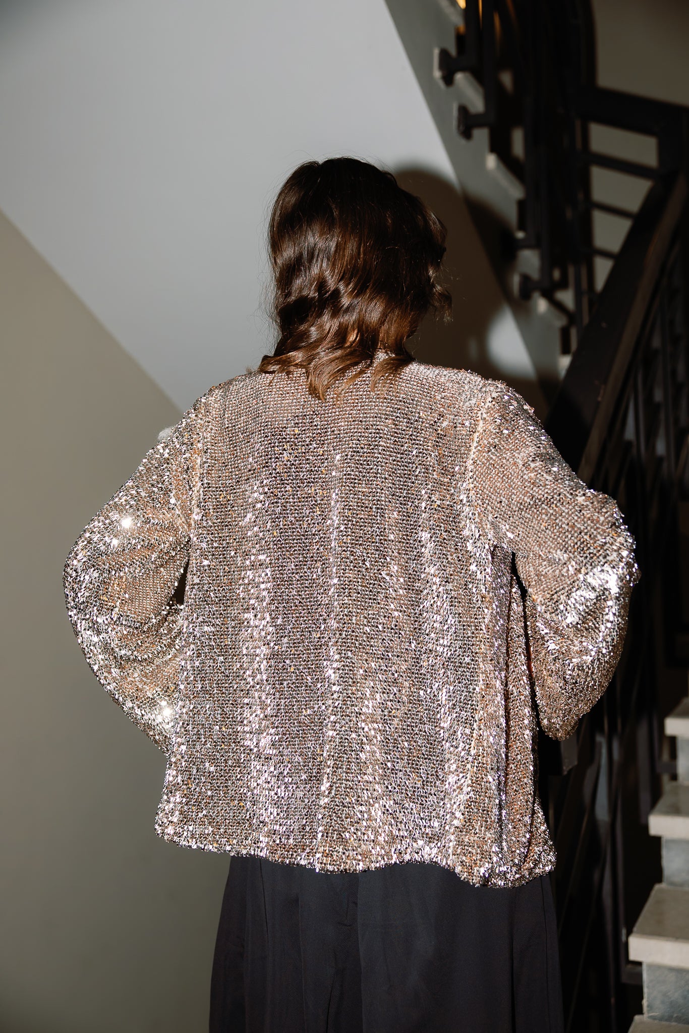 Sequin Spark Blazer In Champagne