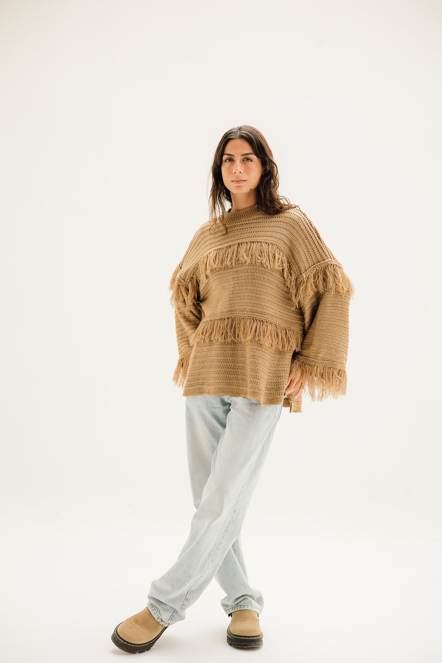 Layered Fringe Knit in Mocha