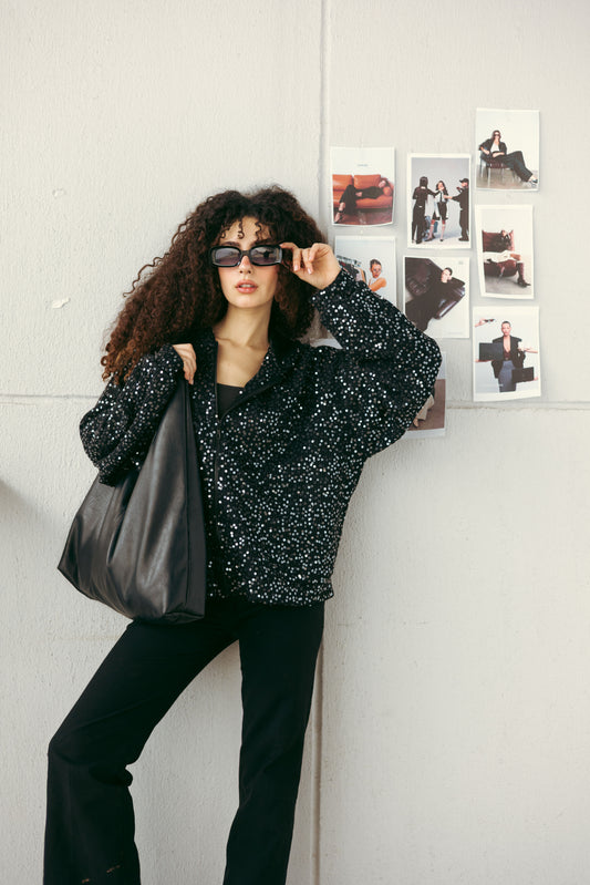 Sequin Statement Jacket in black