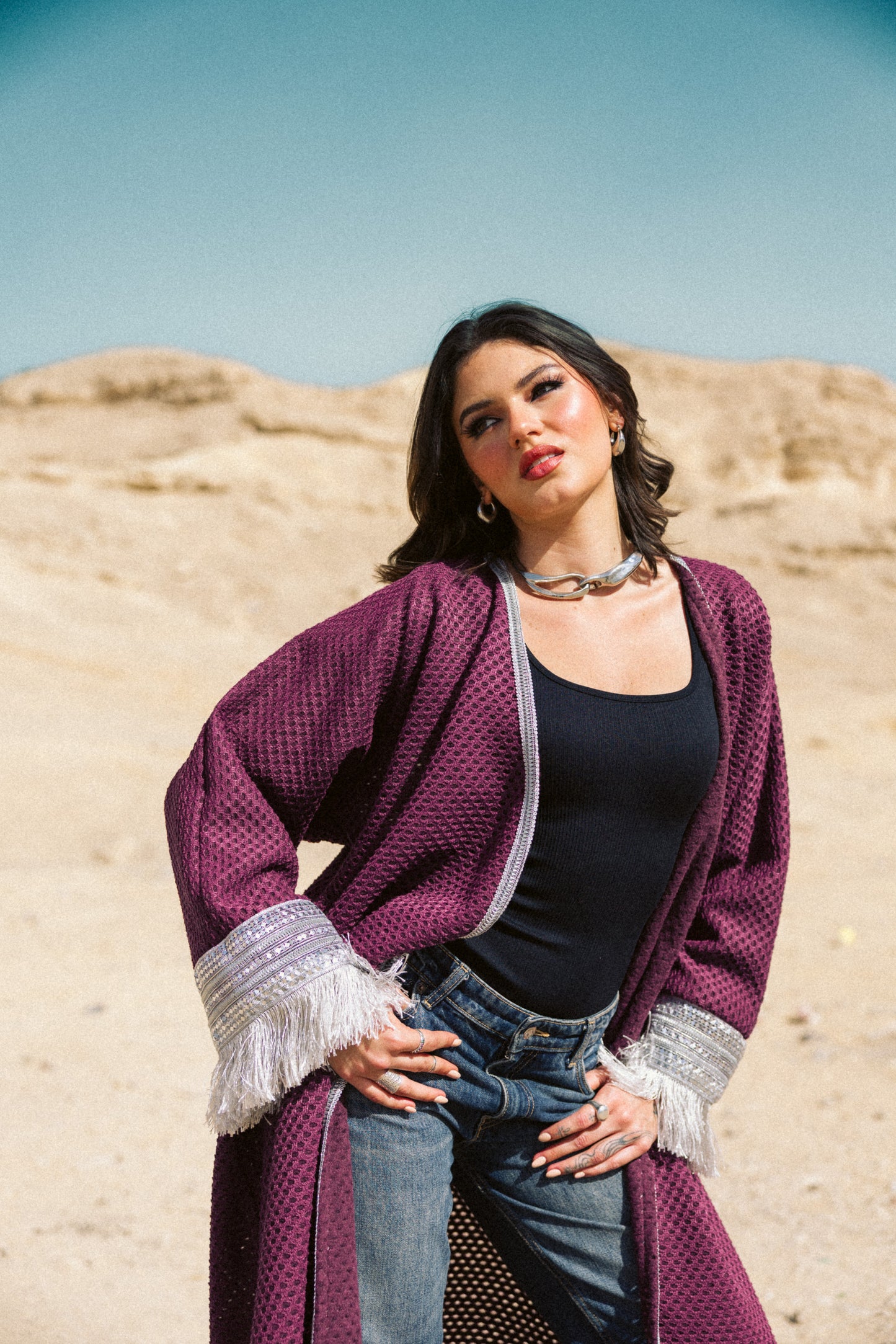 Honey Comb Kaftan in Purple