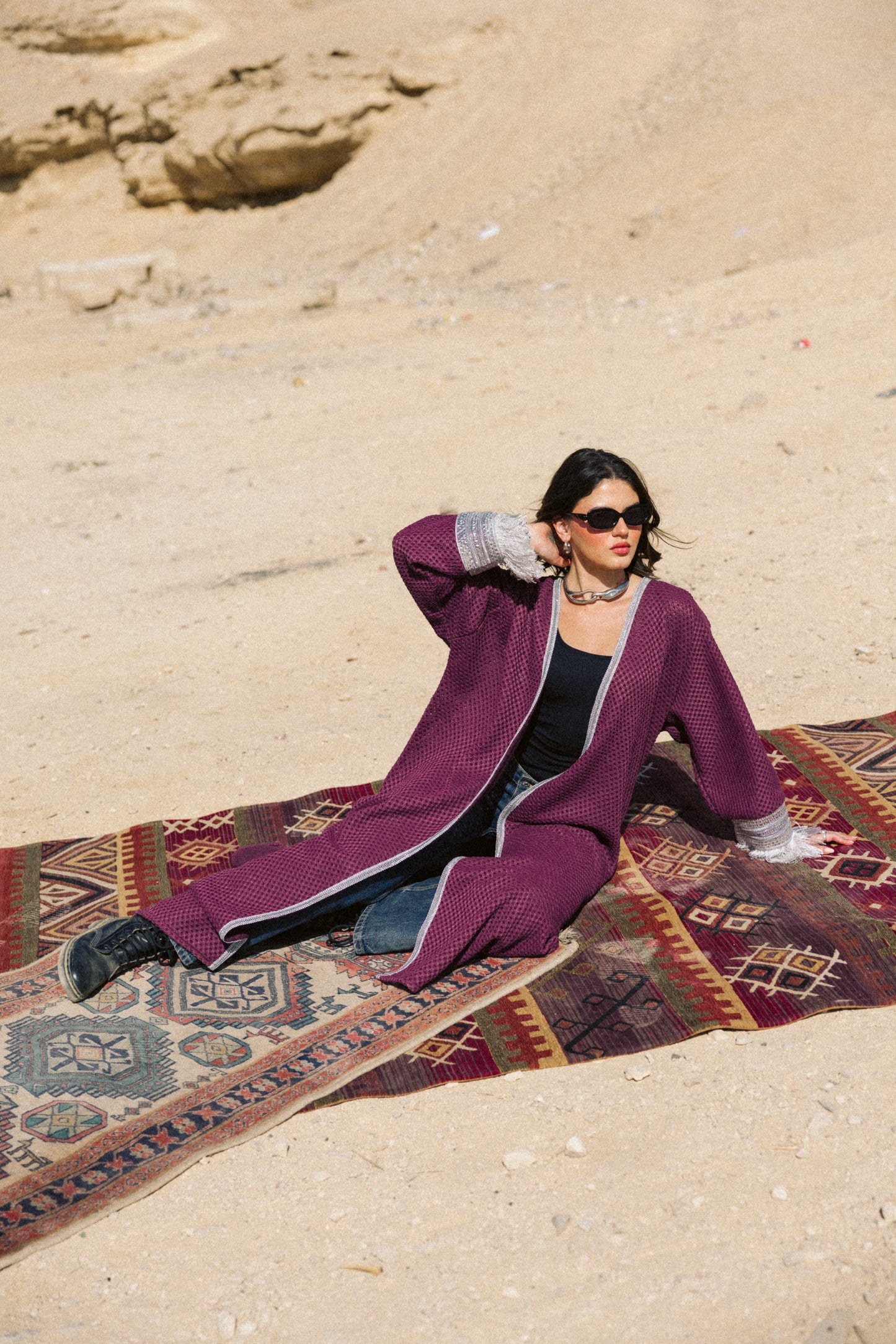 Honey Comb Kaftan in Purple