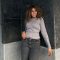 long sleeves basic top in grey