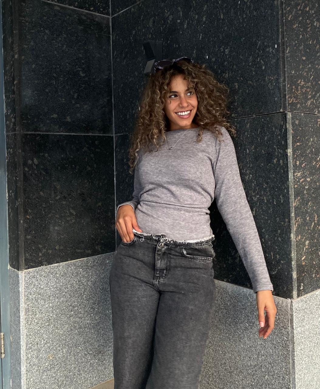 long sleeves basic top in grey