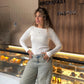long sleeves basic top in Offwhite