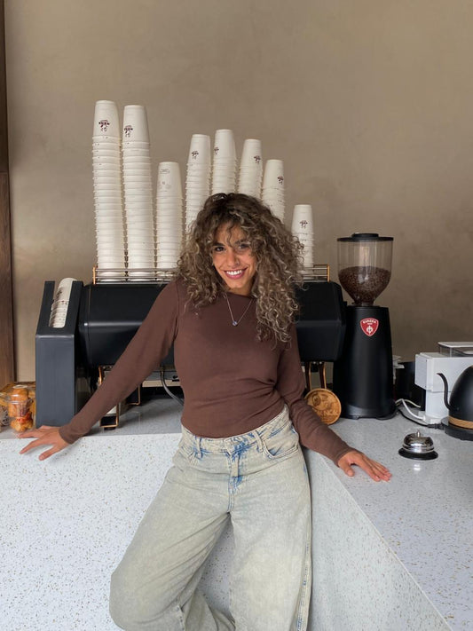 long sleeves basic top in brown