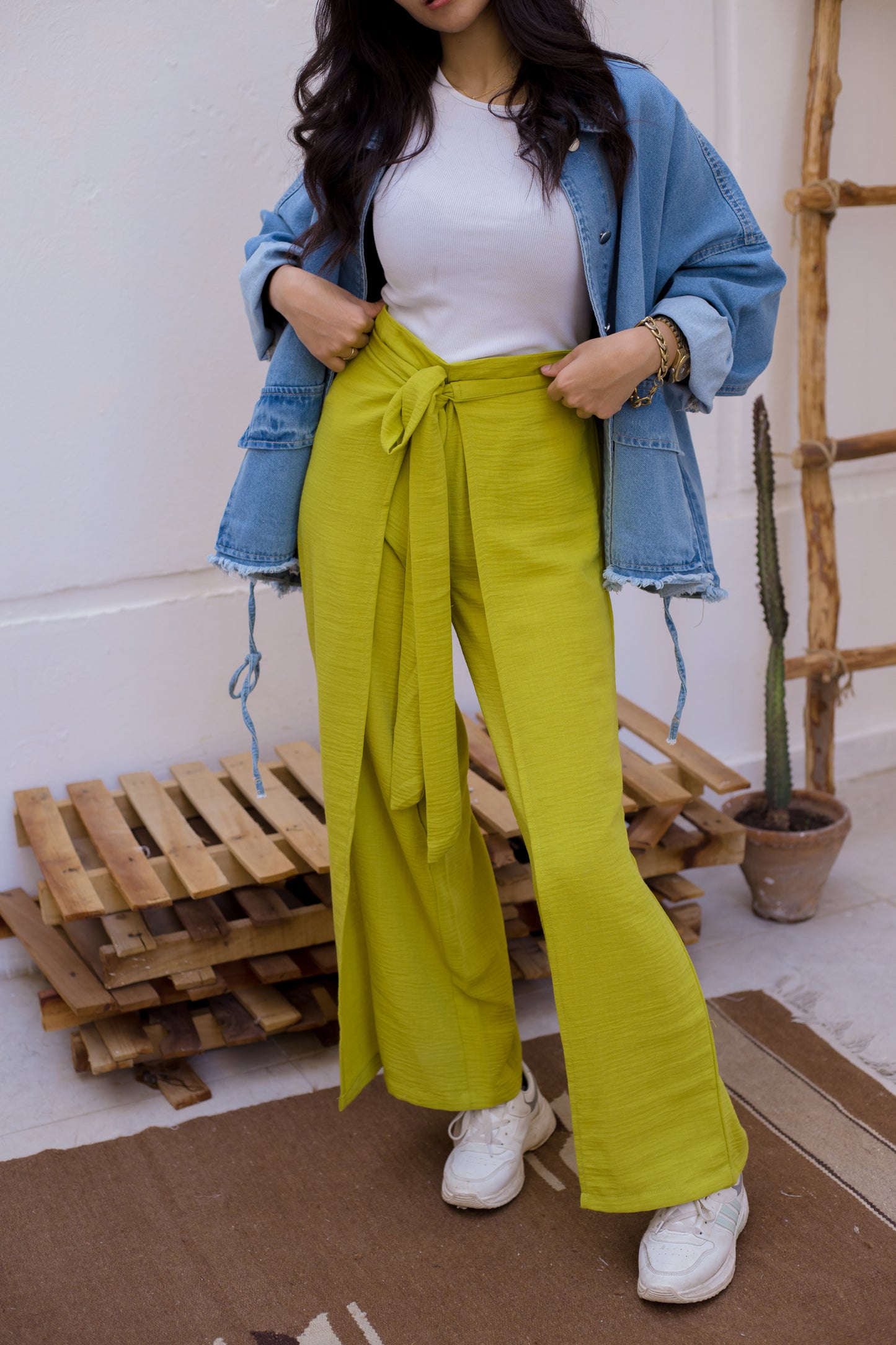 Wrap me pants in Lime green