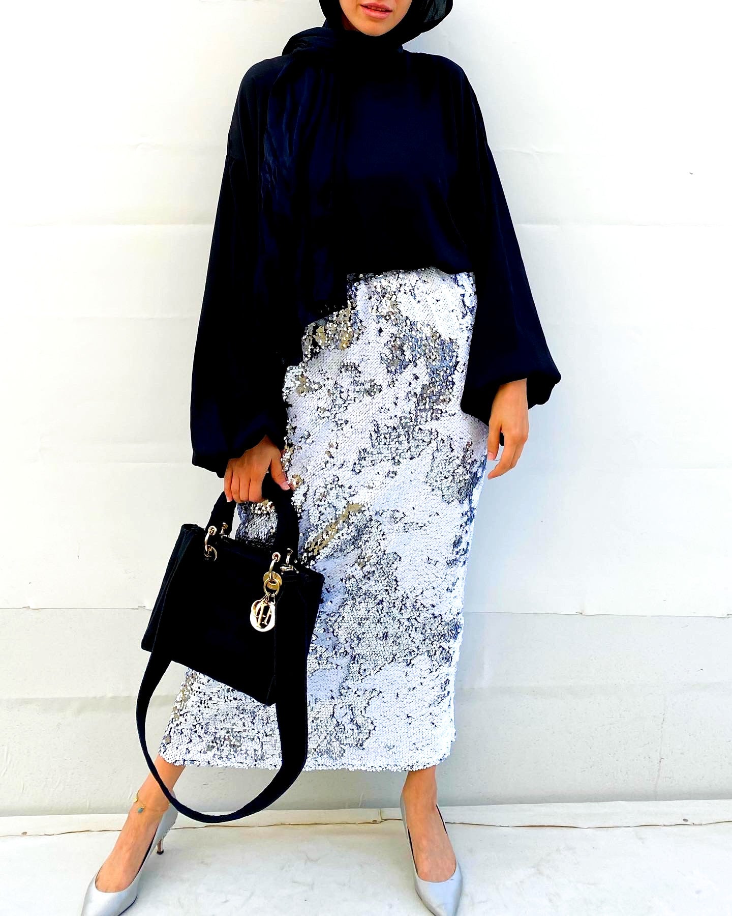 Silver payette skirt