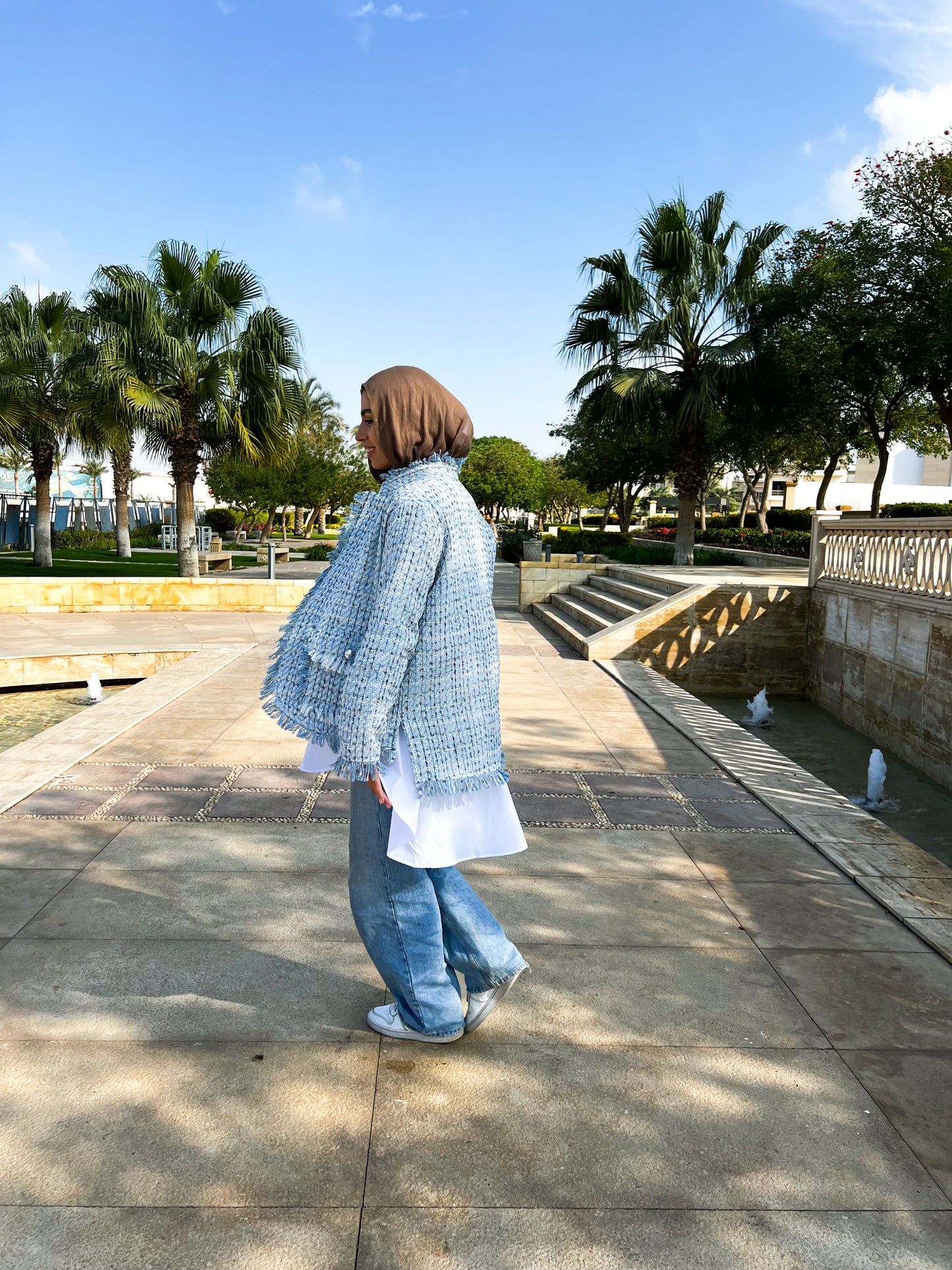 Tweed jacket in Baby blue