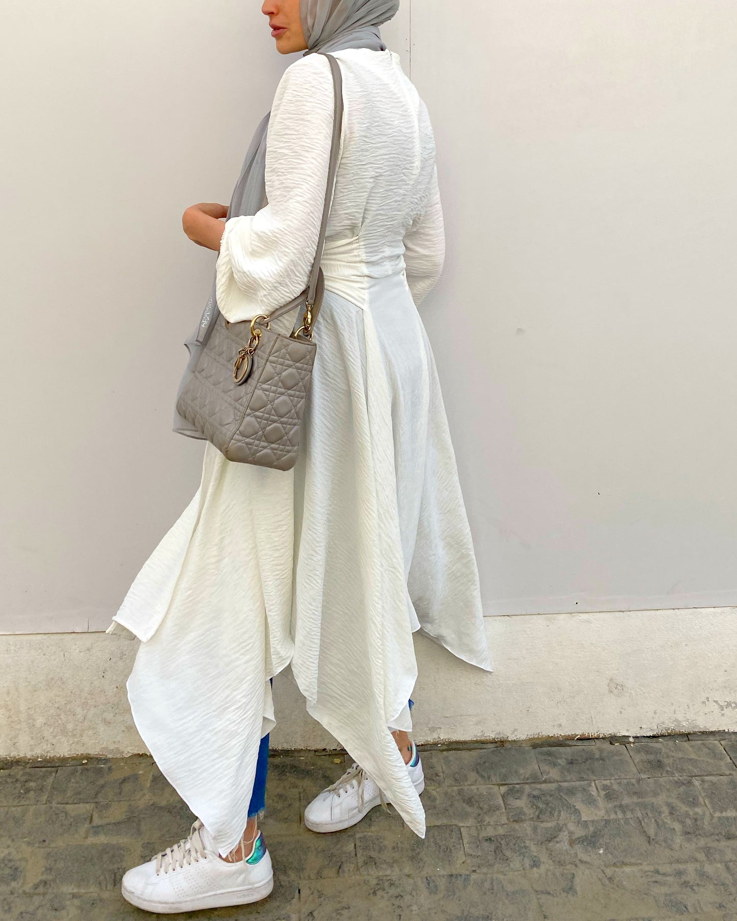 White asymmetrical dress