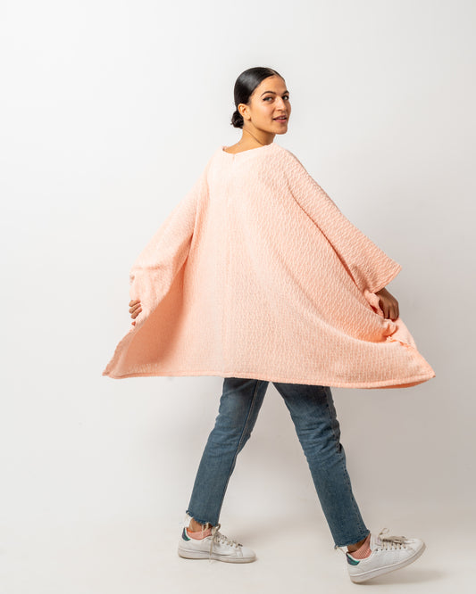 Wool poncho in PINK